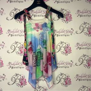 Crazyfish tank top dress sparkly floral tye dye Hawaii braided flower straps